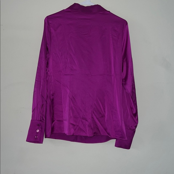 NWOT Boston Proper Luxurious Fuchsia Draped Blouse Size Medium - Picture 5 of 8